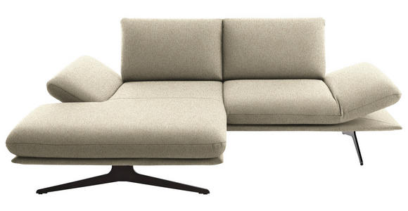 ECKSOFA  in Flachgewebe Beige  155/234 cm  - Beige/Schwarz, Design, Textil/Metall (155/234cm) - Dieter Knoll
