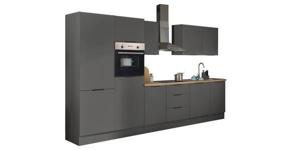 KÜCHENBLOCK in Graphitfarben - Schwarz/Graphitfarben, Basics, Holzwerkstoff/Metall (340/211/60cm) - Xora