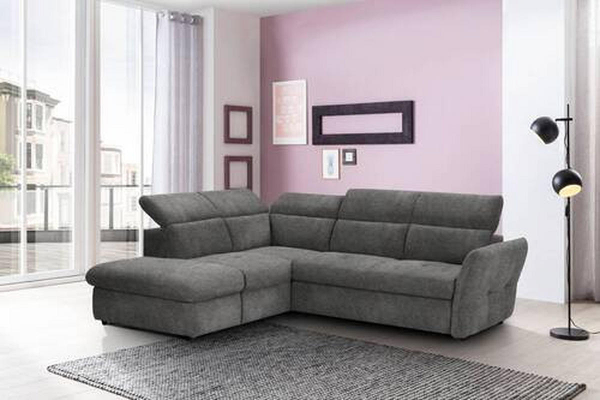 ECKSOFA in Mikrofaser Grau  224/254 cm  - Schwarz/Grau, Design, Kunststoff/Textil (224/254cm) - Stylife
