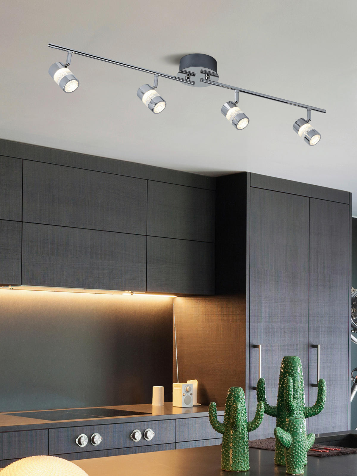 DECKENSTRAHLER Rollo 90/17/13 cm  - Chromfarben, Design, Kunststoff/Metall (90/17/13cm)