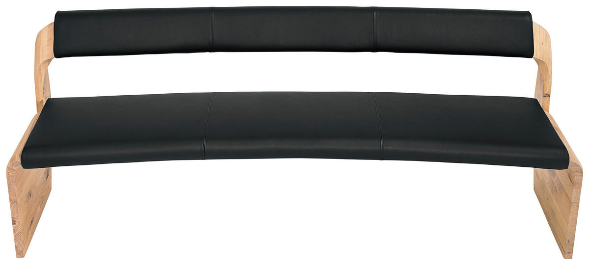 SITZBANK 227/84/70 cm  in Eichefarben, Blaugrau  - Eichefarben/Blaugrau, Natur, Leder/Holz (227/84/70cm) - Voglauer