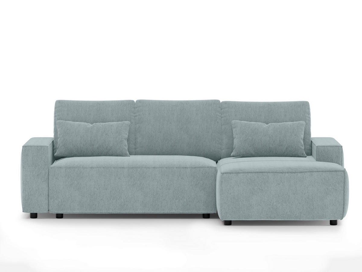 ECKSCHLAFSOFA  mit seitenverkehrt erhältlich, Rücken echt Chenille Mintgrün  - Schwarz/Mintgrün, MODERN, Kunststoff/Textil (247/154cm) - Livetastic