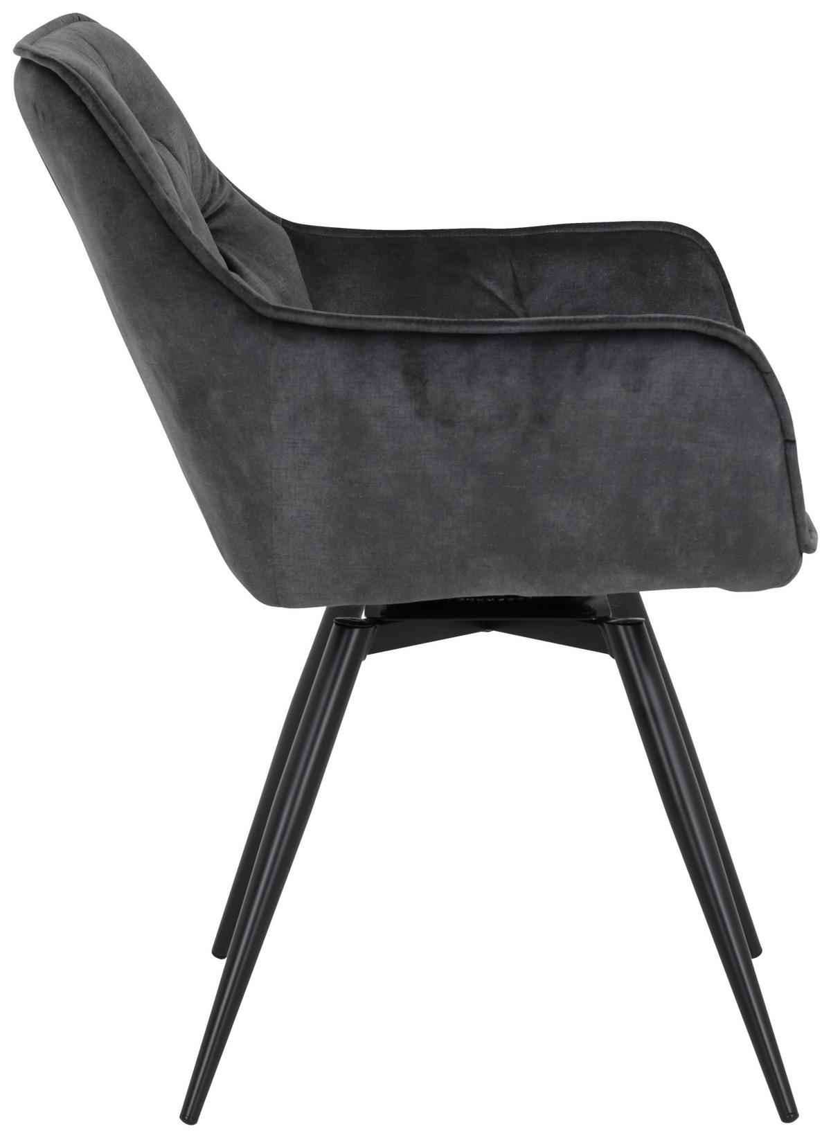 ARMLEHNSTUHL-SET 2 Stück  in Stahl Samt  - Anthrazit/Schwarz, MODERN, Textil/Metall (56/82/63cm) - MID.YOU
