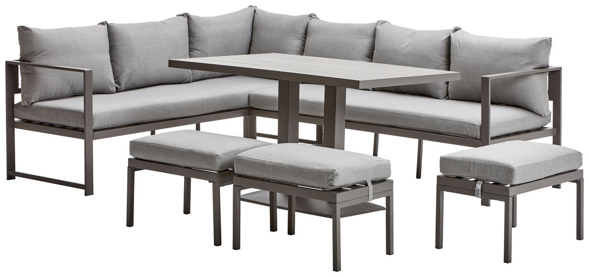 VRTNA LOUNGE GARNITURA tkanina jeklo  - siva/antracit, Moderno, kovina/tekstil (193/244cm) - Ambia Garden