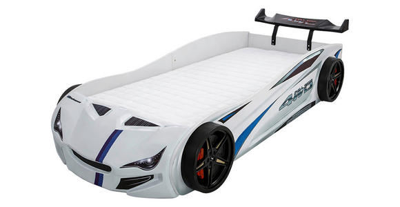 AUTOBETT 90/200 cm Weiß  - Schwarz/Braun, KONVENTIONELL, Holz/Holzwerkstoff (90/200cm) - Xora