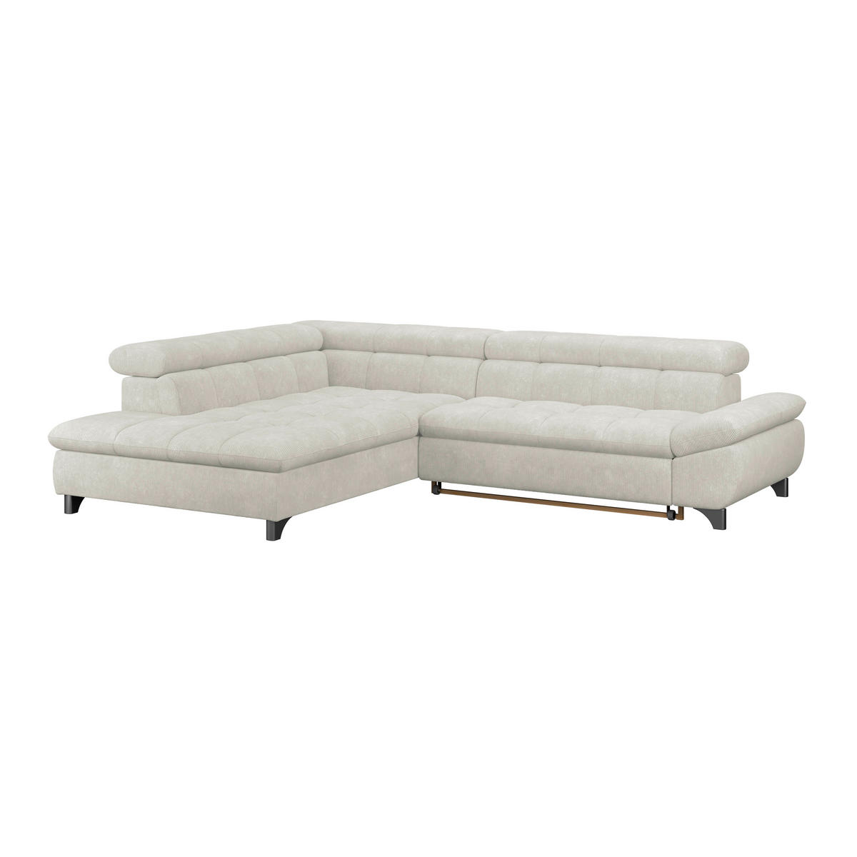 ECKSOFA Creme Chenille  - Chromfarben/Creme, KONVENTIONELL, Textil/Metall (234/312cm) - Livetastic