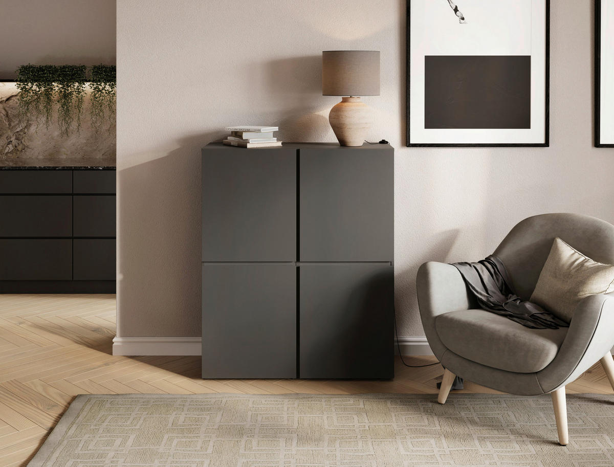 HIGHBOARD  99,4/119,4/39,8 cm  - Anthrazit/Schwarz, Design, Holzwerkstoff/Kunststoff (99,4/119,4/39,8cm) - Xora