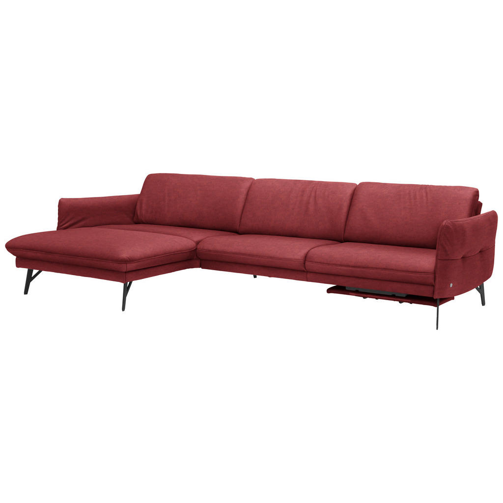 Thumbnail - Himolla Ecksofa, Weinrot, Leder, Echtleder, Rindleder, Uni, Ottomane links, L-Form, 330x174 cm, Blauer Engel, Goldenes M...