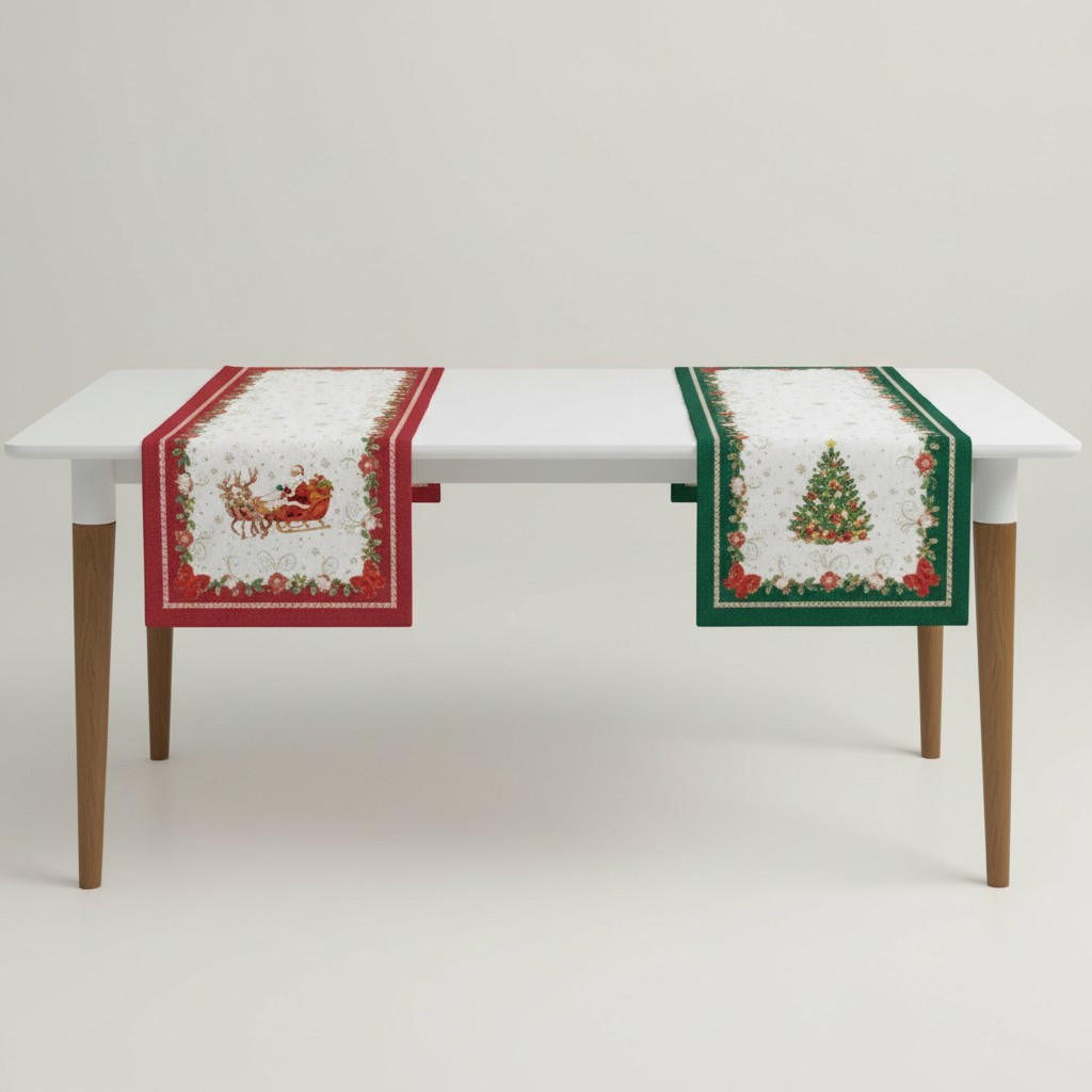 TISCHLÄUFER CHRISTMAS HERITAGE 140/45 cm  - Smaragdgrün/Rot, Basics, Textil (140/45cm) - POZZI AND EASY LIFE