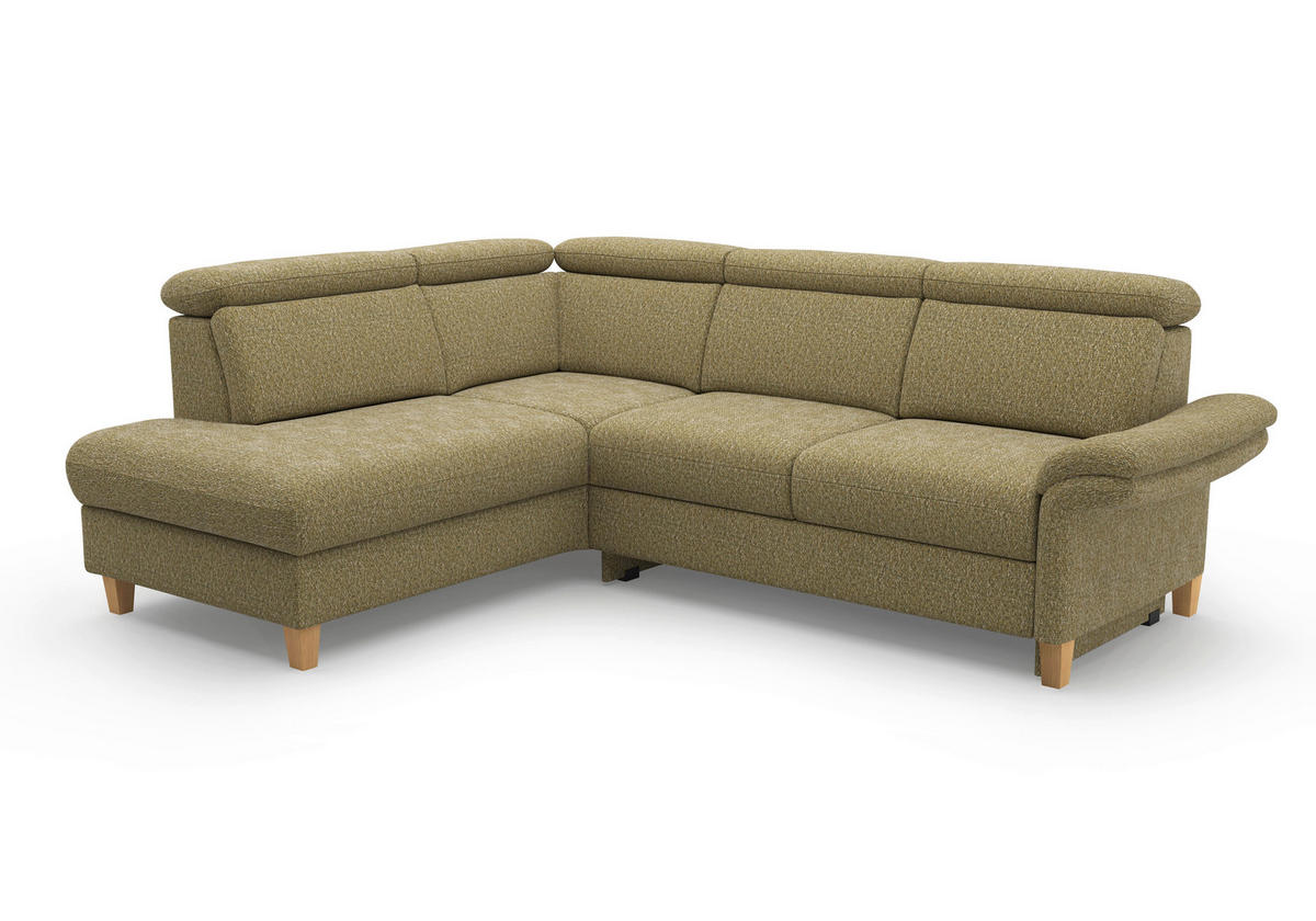ECKSOFA GLENDALE E in Chenille Olivgrün  193/247 cm  - Eichefarben/Olivgrün, KONVENTIONELL, Holz/Textil (193/247cm) - Sit & More