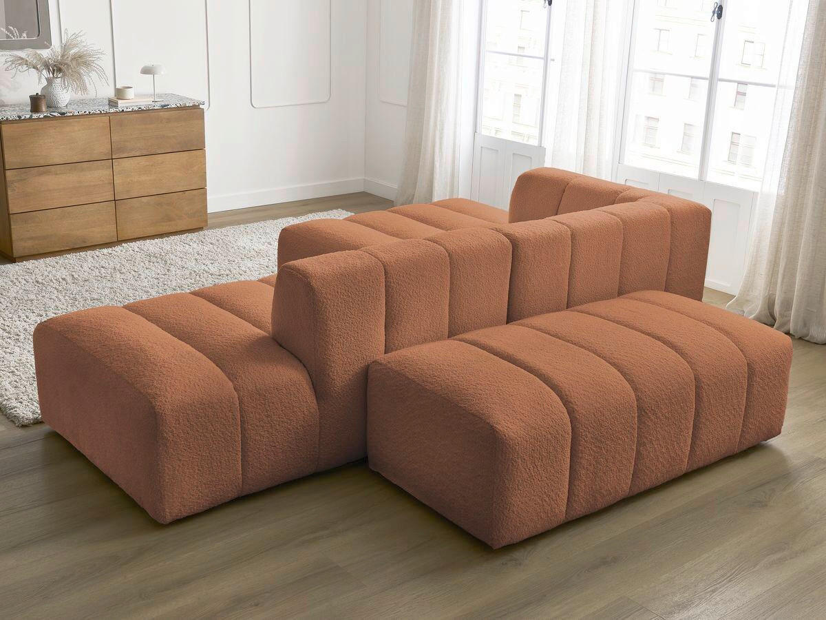 ECKSOFA  ANNECY Orange Bouclé  - Schwarz/Orange, MODERN, Kunststoff/Textil (170/262cm)