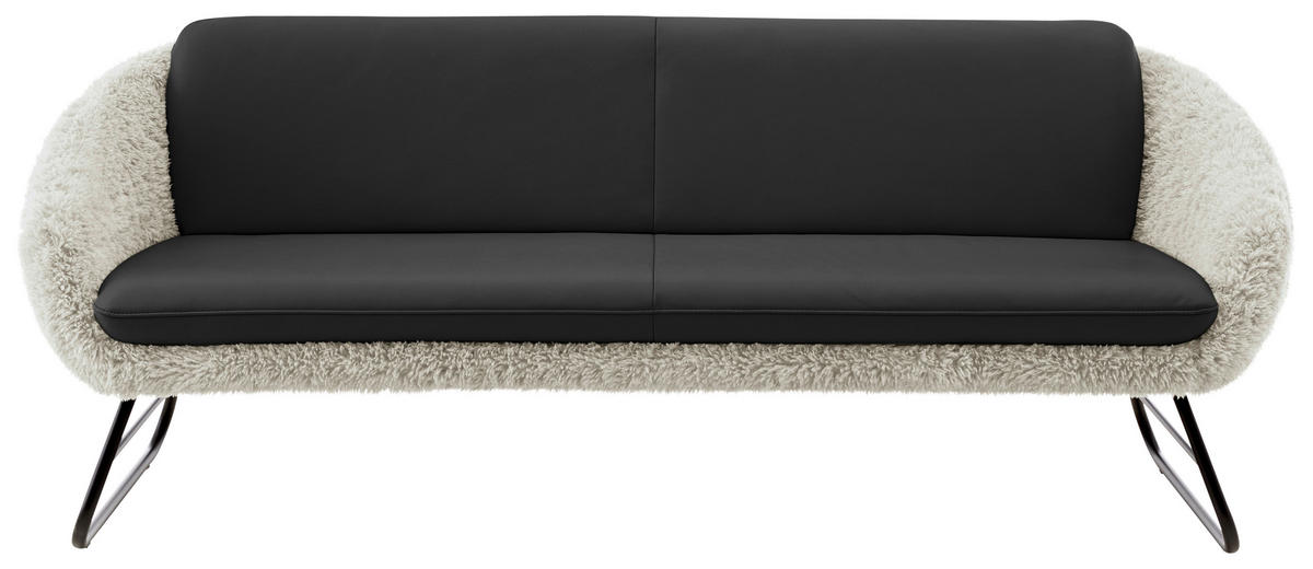 SITZBANK 219/87/78 cm  in Beige, Schwarzbraun  - Schwarzbraun/Beige, Design, Leder/Textil (219/87/78cm) - Koinor