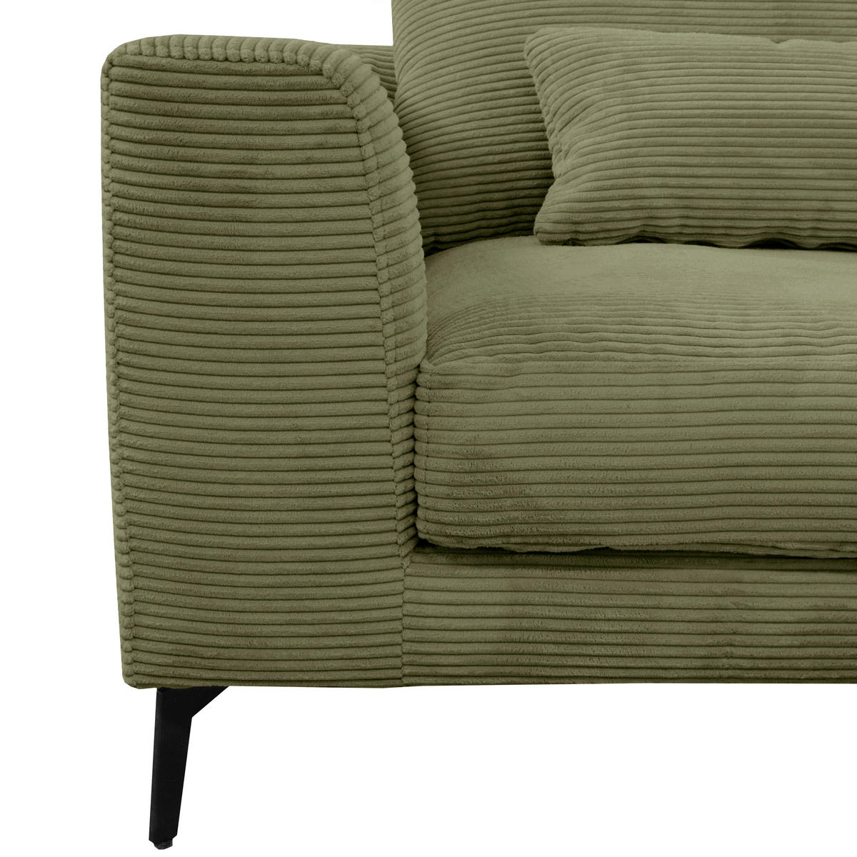 ECKSOFA in Cord Olivgrün  - Schwarz/Olivgrün, Design, Textil/Metall (313/172cm) - Livetastic