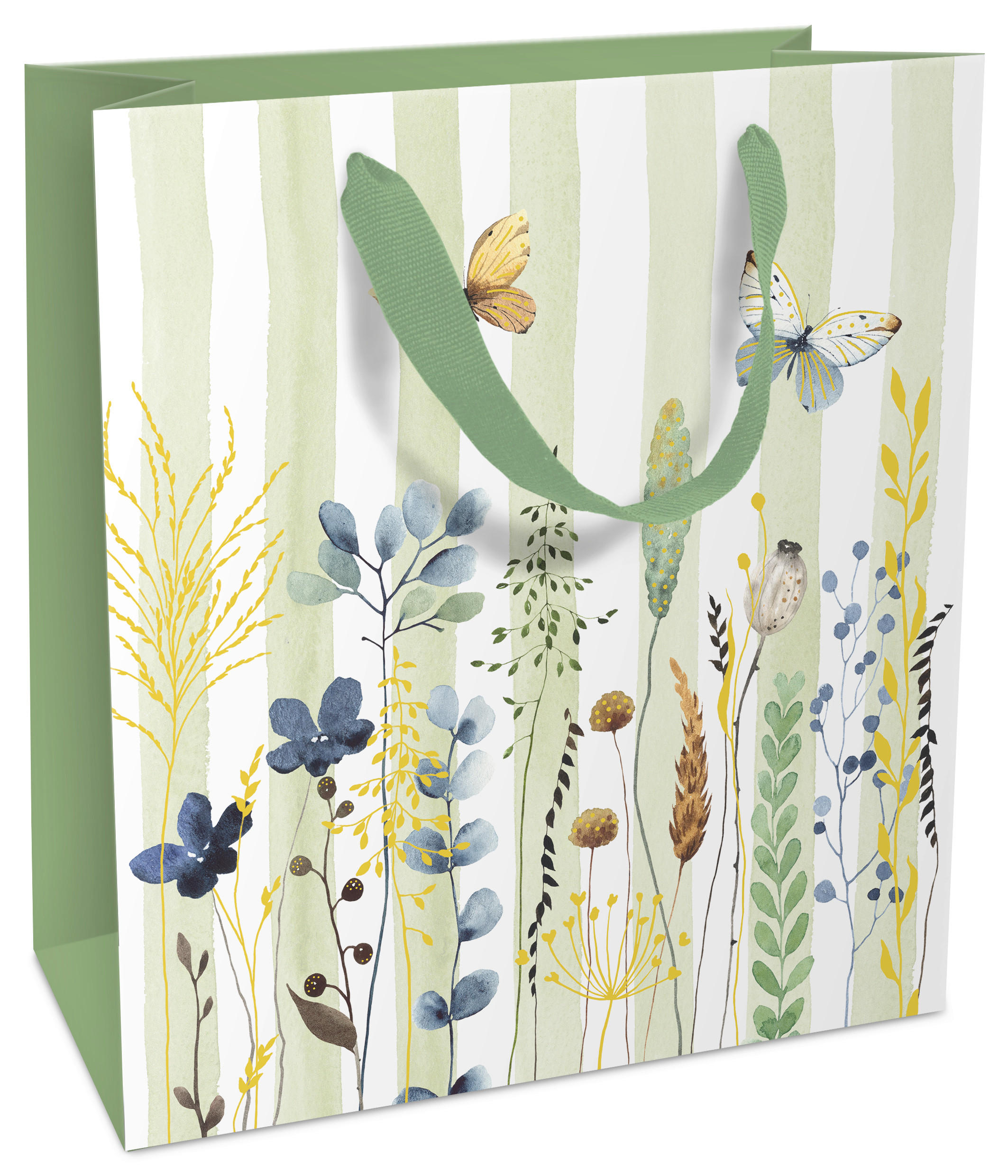GESCHENKTASCHE  - Salbeigrün, Natur, Papier (18/21/8cm)