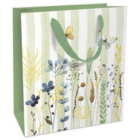 GESCHENKTASCHE  - Salbeigrün, Natur, Papier (18/21/8cm)