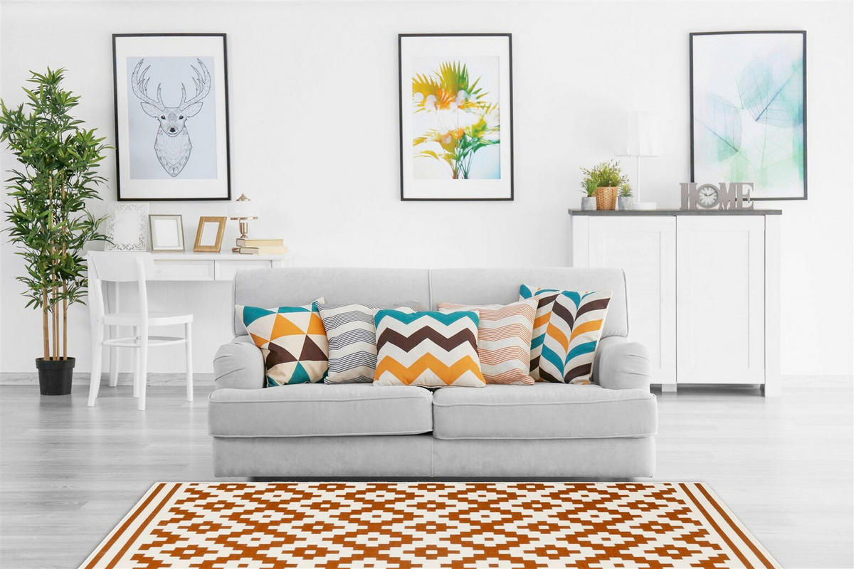 FLATVÄVD MATTA  - orange/Elfenbein, Basics, textil (160cm) - Kayoom