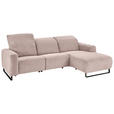 ECKSOFA Rosa Cord  - Schwarz/Rosa, KONVENTIONELL, Textil/Metall (266/180cm) - Hom`in