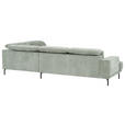 ECKSOFA Mintgrün Chenille Kopfteilverstellung, Sitztiefenverstellung  - Schwarz/Mintgrün, Design, Textil/Metall (307/243cm) - Xora