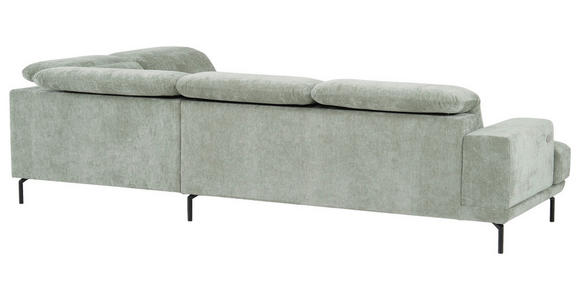 ECKSOFA Mintgrün Chenille Kopfteilverstellung, Sitztiefenverstellung  - Schwarz/Mintgrün, Design, Textil/Metall (307/243cm) - Xora