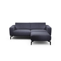 2,5-Sitzer inkl. Hocker Chenille Blau  - Blau/Schwarz, Design, Textil/Metall (220/86/86-94cm) - SENSOO