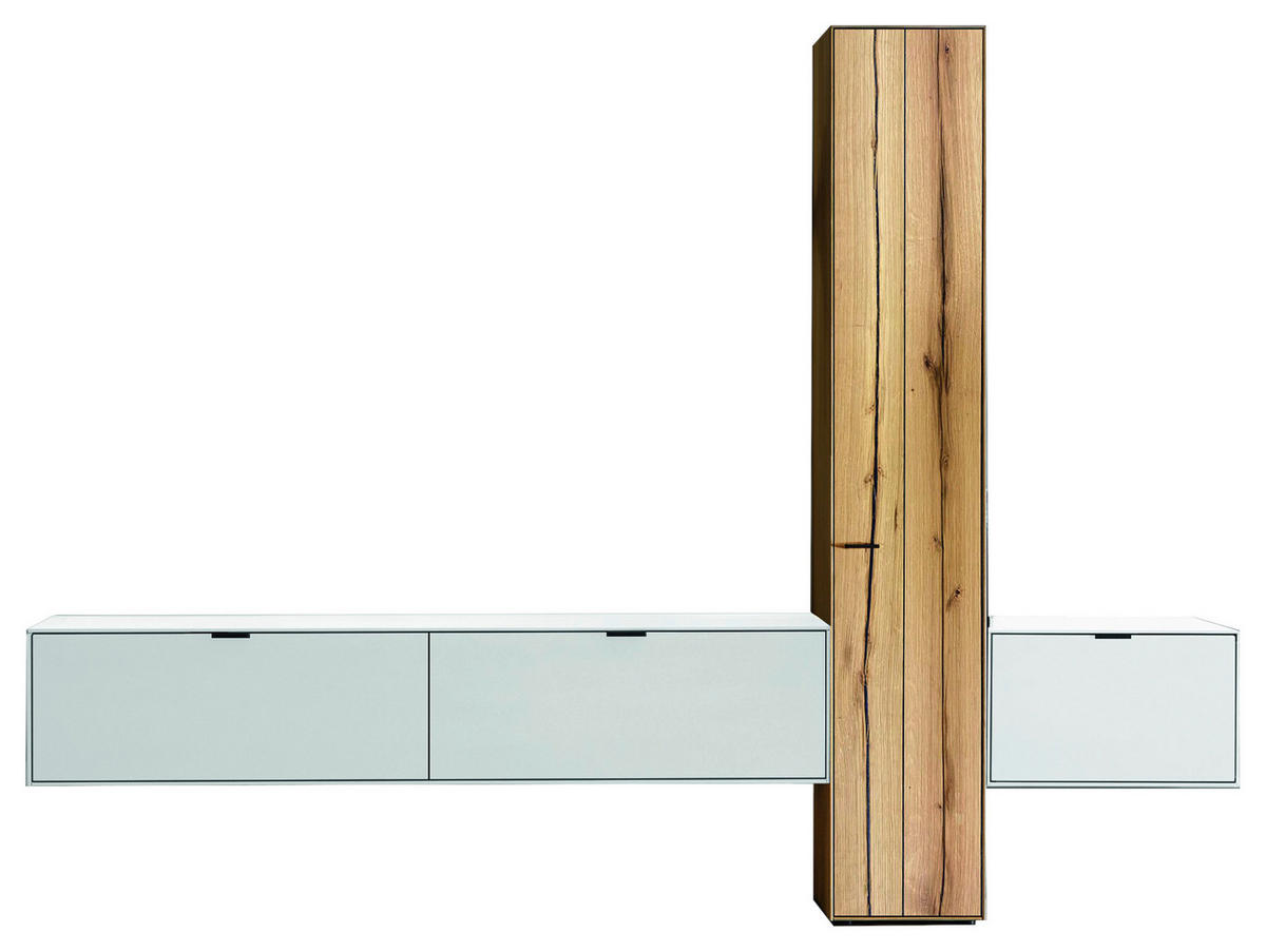 WOHNWAND  in Weiß, Eichefarben  309,3/205,5/37,1 cm  - Eichefarben/Weiß, Design, Holz/Holzwerkstoff (309,3/205,5/37,1cm) - Dieter Knoll