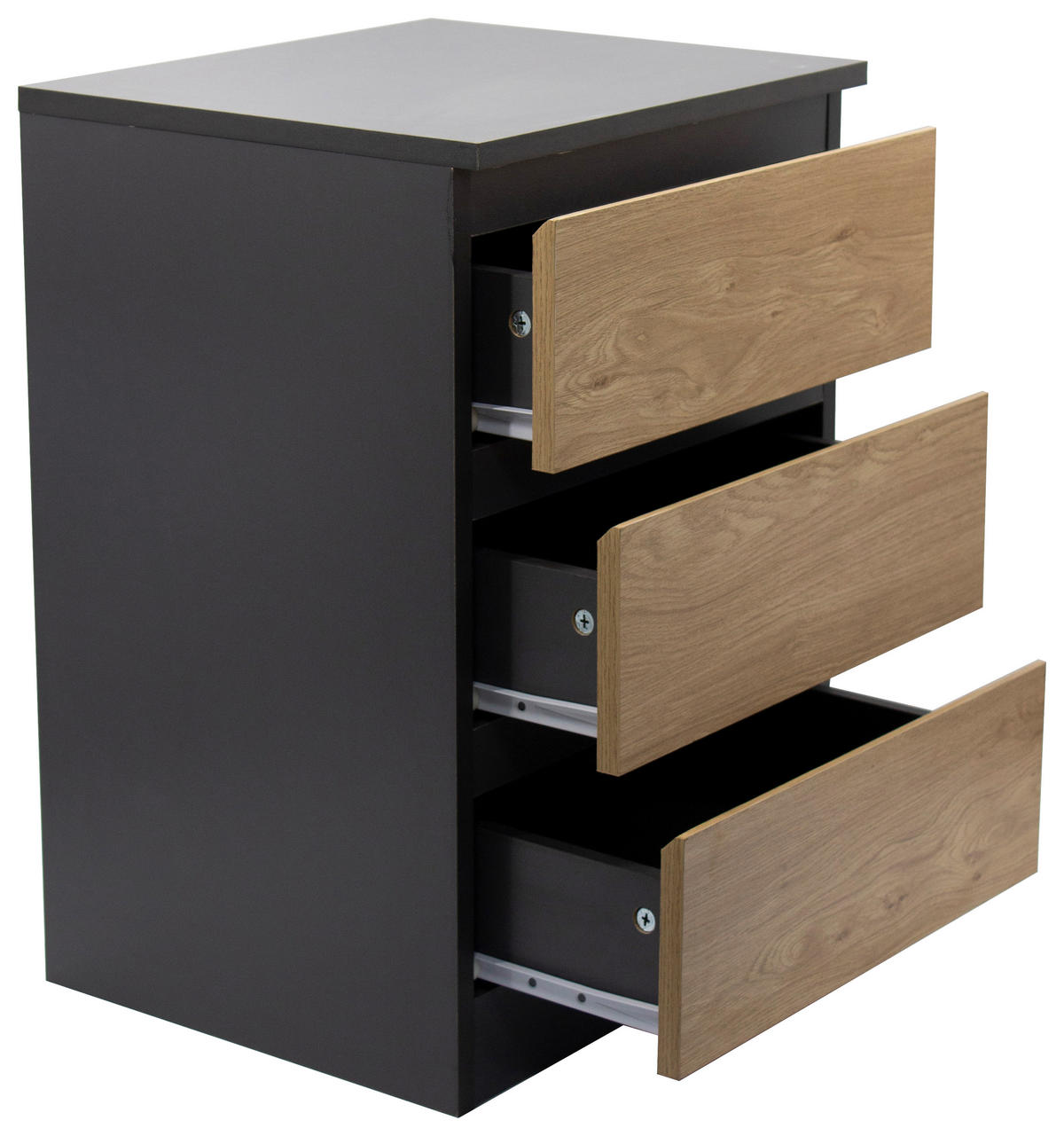 NACHTSCHRANK 39,7/57/35 cm, Anthrazit, Eiche Artisan,  - Anthrazit/Eiche Artisan, Basics, Holzwerkstoff (39,7/57/35cm) - Boxxx