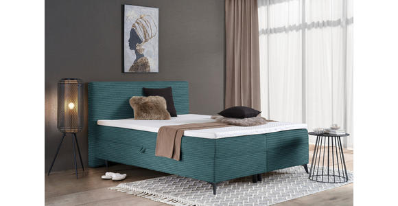 BOXBETT 160/200 cm in Petrol - Petrol/Schwarz, Design, Holz/Holzwerkstoff (160/200cm) - Xora