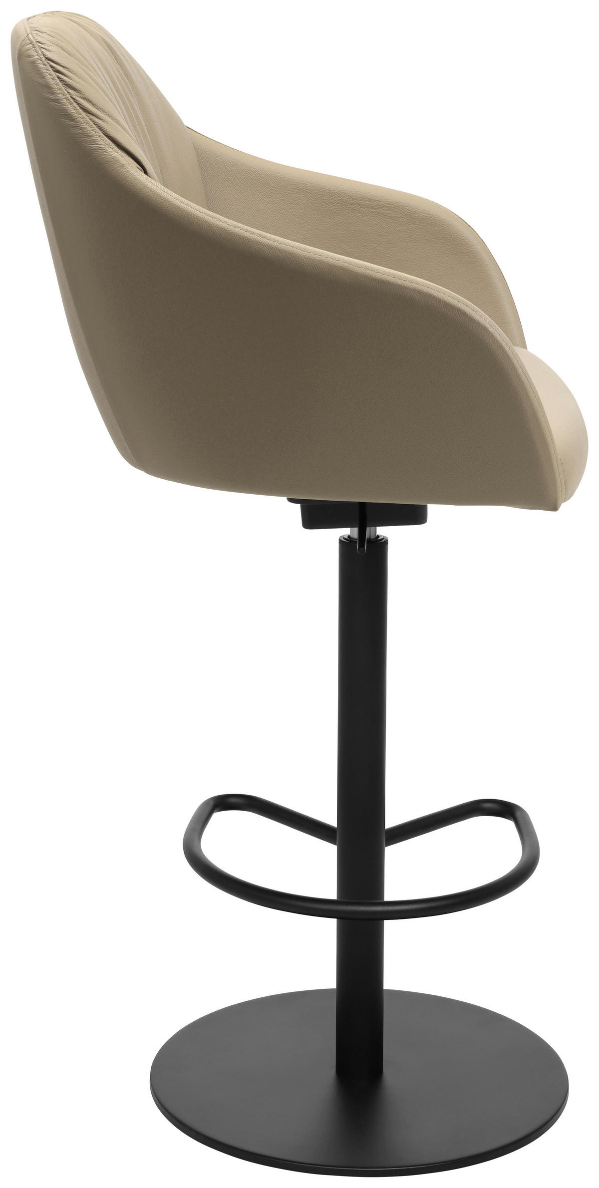 BARHOCKER in Metall, Leder Beige  - Beige/Schwarz, Design, Leder/Metall (59/109,5-120/42cm) - Johann Jakob