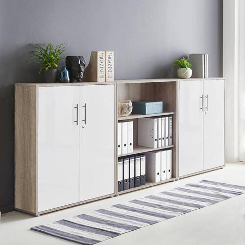 AKTENSCHRANK Weiß, Sonoma Eiche  - Weiß/Sonoma Eiche, MODERN, Holzwerkstoff (253/114/33cm) - MID.YOU