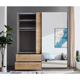 SCHWEBETÜRENSCHRANK 215/225,5/60,5 cm 2-türig Eichefarben  - Eichefarben/Schwarz, MODERN, Glas/Holzwerkstoff (215/225,5/60,5cm) - Xora