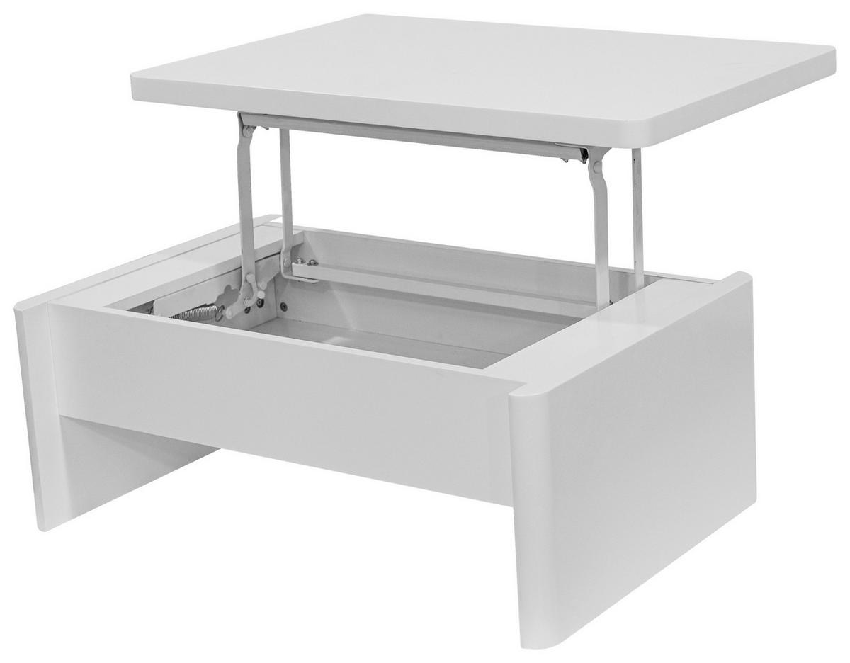 COUCHTISCH 90/60/38-63 cm rechteckig Weiß  - Weiß, KONVENTIONELL, Holzwerkstoff/Metall (90/60/38-63cm) - Xora
