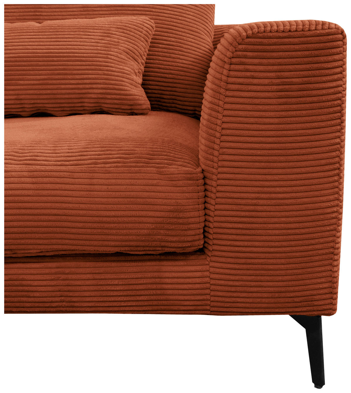 ECKSOFA in Cord Kupferfarben  - Schwarz/Kupferfarben, Design, Textil/Metall (172/313cm) - Livetastic