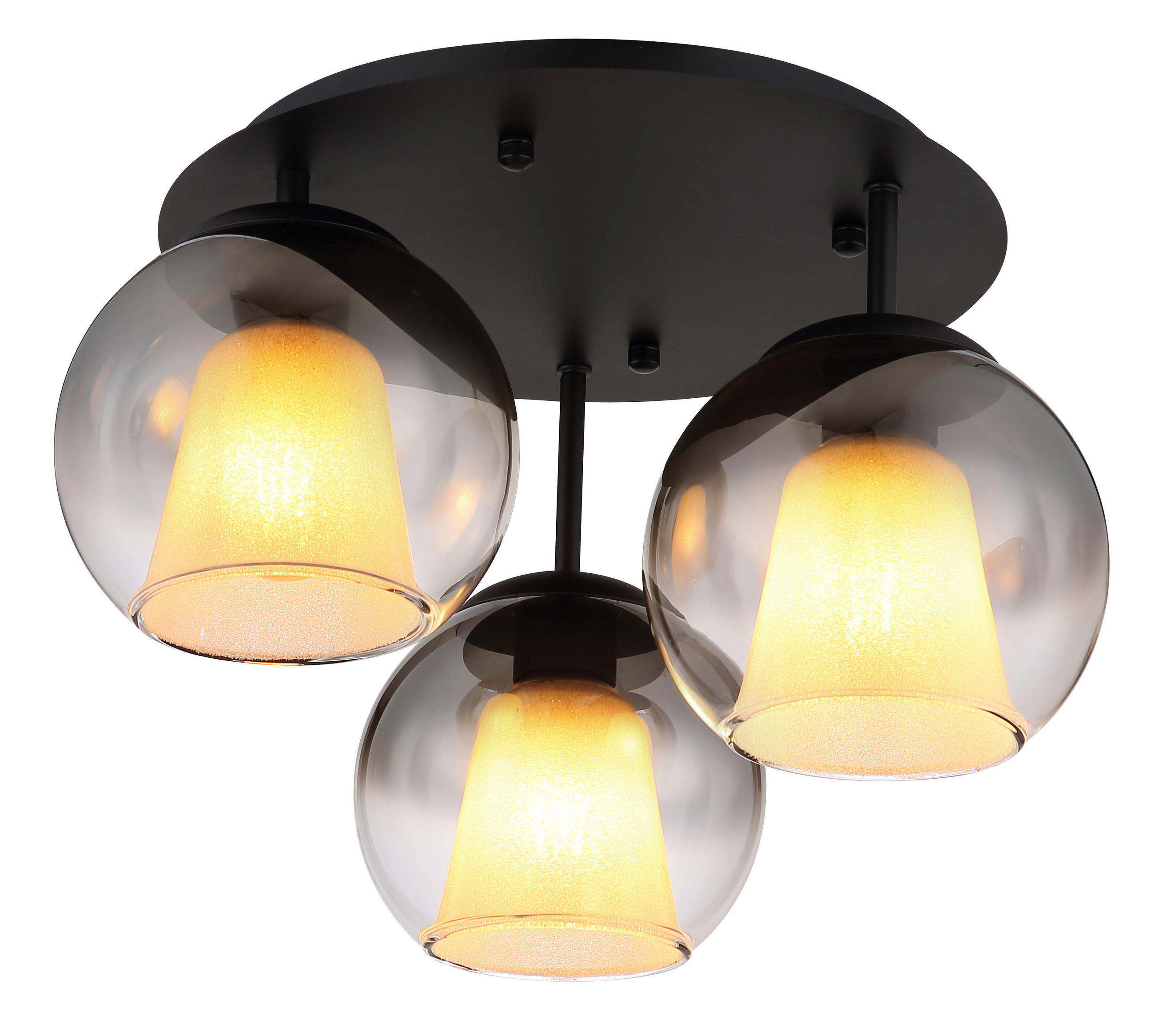 DECKENLEUCHTE  41/28,5 cm    - Klar/Schwarz, Basics, Glas/Metall (41/28,5cm) - Globo