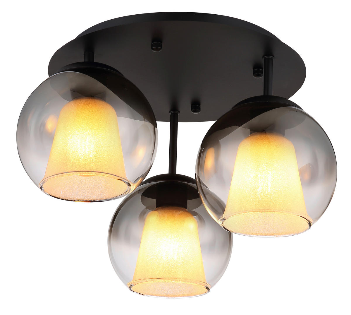 DECKENLEUCHTE  41/28,5 cm    - Klar/Schwarz, Basics, Glas/Metall (41/28,5cm) - Globo
