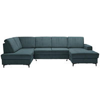 WOHNLANDSCHAFT in Cord Petrol  - Petrol/Schwarz, Konventionell, Textil/Metall (185/317/167cm) - Stylife