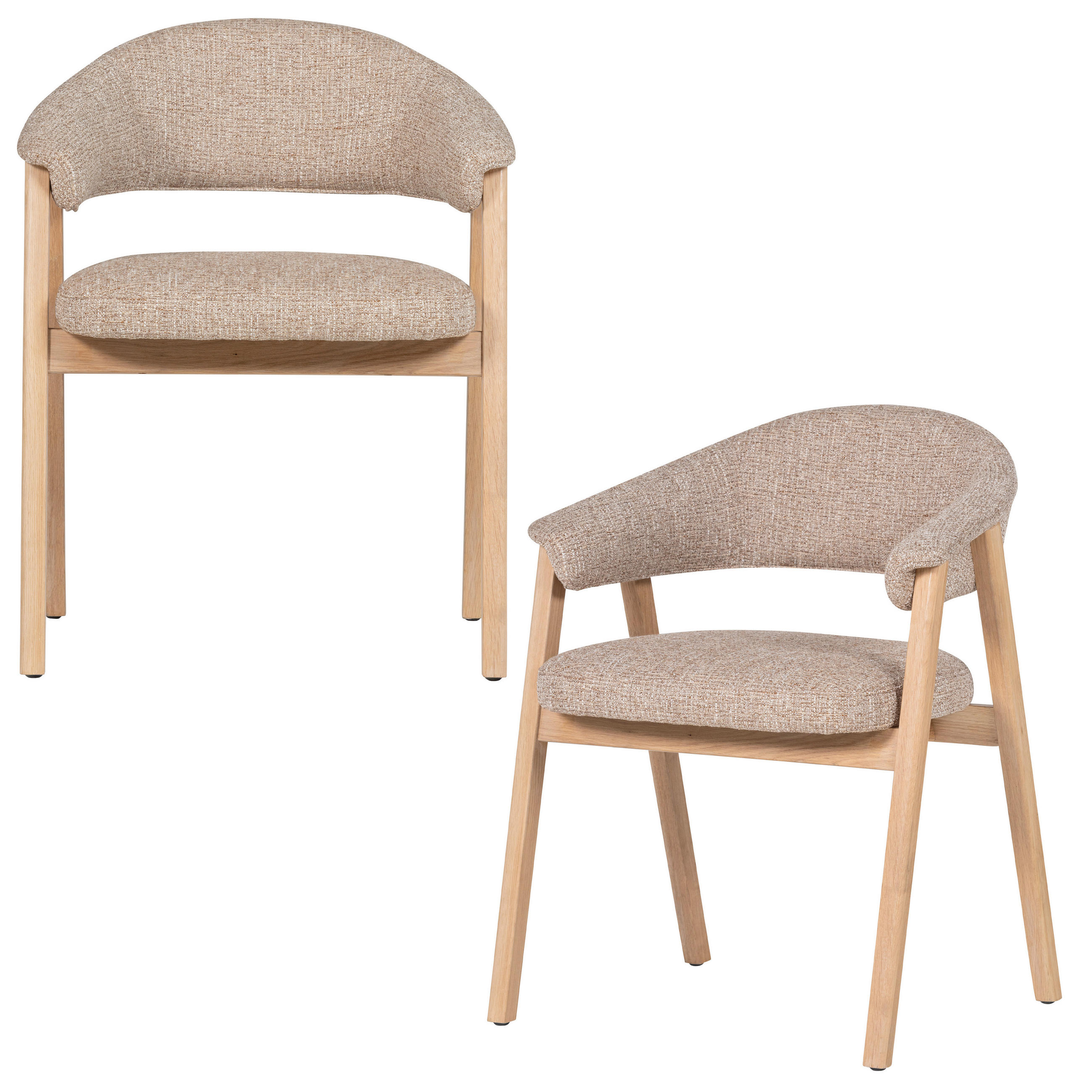 ARMLEHNSTUHL-SET 2 Stück  Webstoff  Naturfarben  - Naturfarben, MODERN, Holz/Textil (60/77/60cm) - Livetastic