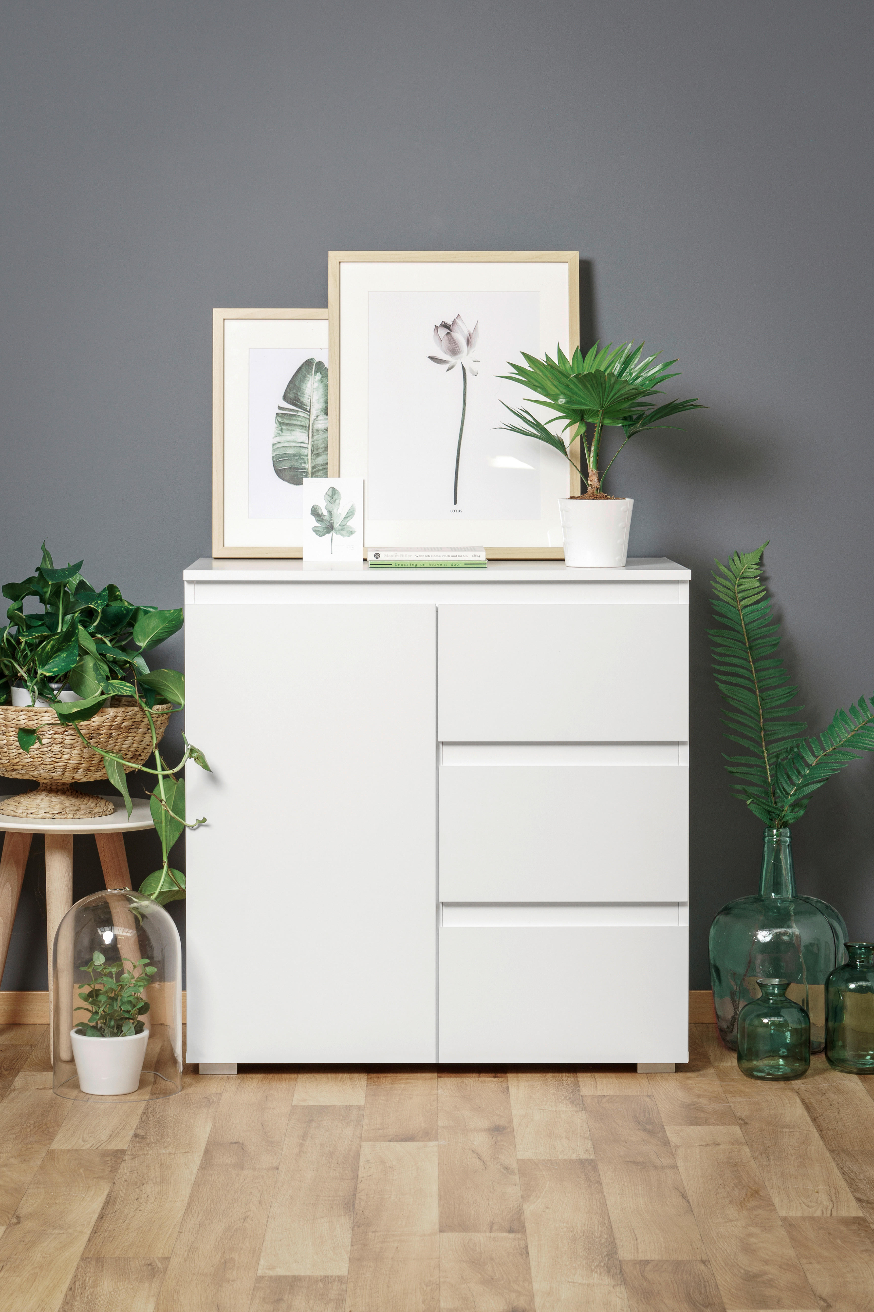 KOMODA, bílá, 80/80/40 cm - bílá, Konvenční, kompozitní dřevo (80/80/40cm) - Livetastic