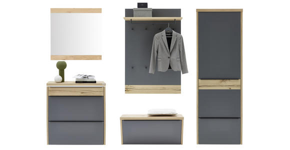 GARDEROBE 5-teilig in 290/200/32 cm - Eichefarben/Grau, Design, Holz/Holzwerkstoff (290/200/32cm) - Dieter Knoll