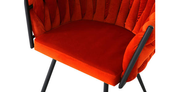 ARMLEHNSTUHL in Aluminium Velours - Schwarz/Orange, LIFESTYLE, Textil/Metall (60/78/55cm) - Landscape