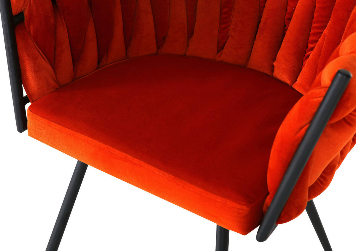 ARMLEHNSTUHL  in Aluminium Velours  - Schwarz/Orange, LIFESTYLE, Textil/Metall (60/78/55cm) - Landscape