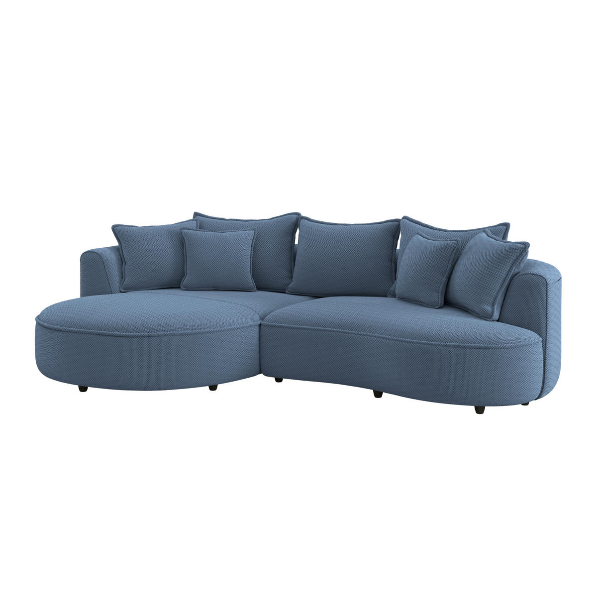 ECKSOFA LEVI Dunkelblau Velours, Struktur  - Schwarz/Dunkelblau, MODERN, Kunststoff/Textil (168/287cm) - Livetastic