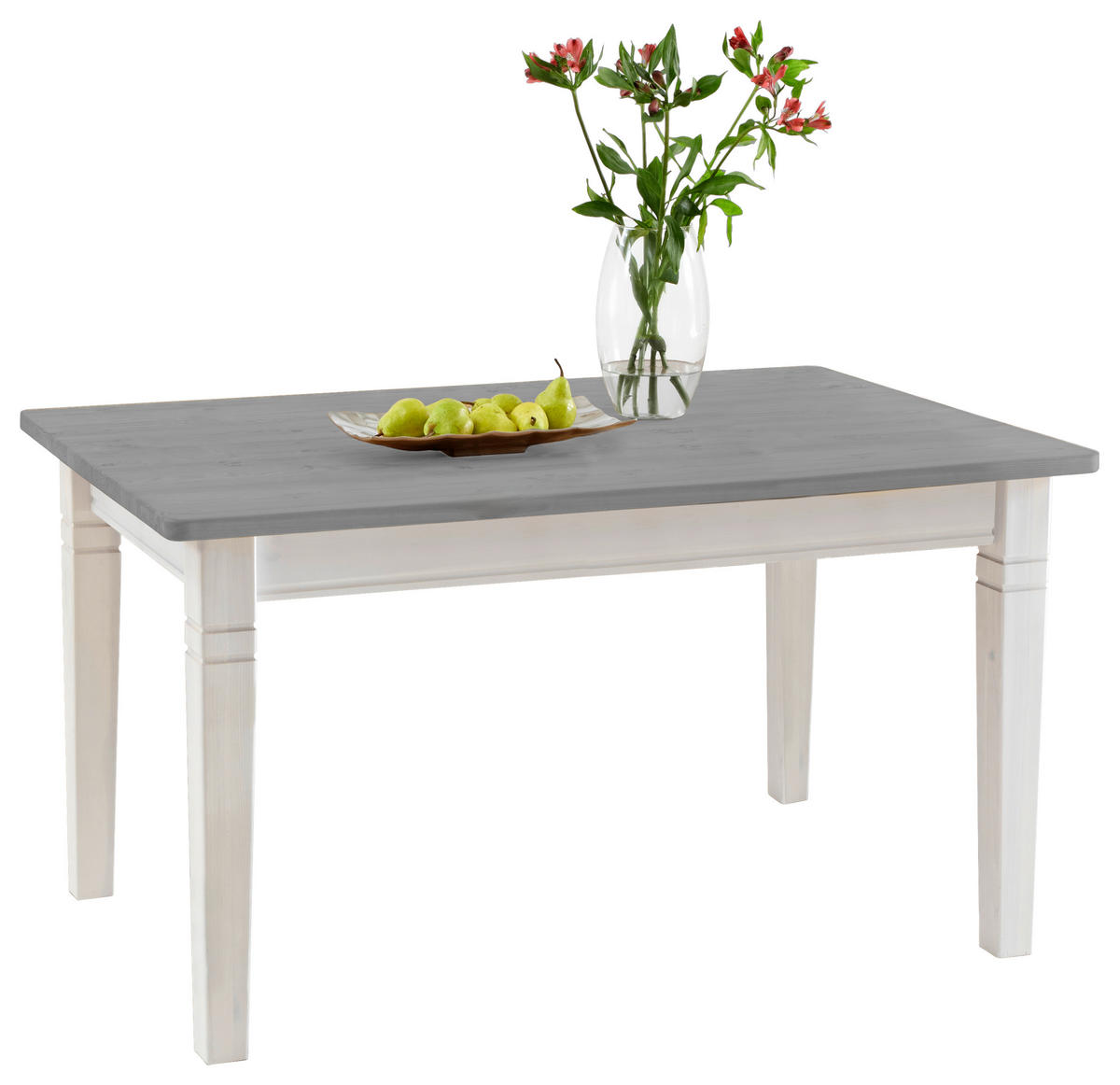 ESSTISCH in Holz 140/90/78 cm  - Weiß/Grau, ROMANTIK / LANDHAUS, Holz (140/90/78cm) - Boxxx