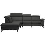 ECKSOFA in Echtleder Anthrazit  239/285 cm  - Anthrazit/Schwarz, Design, Leder/Metall (239/285cm) - Cantus