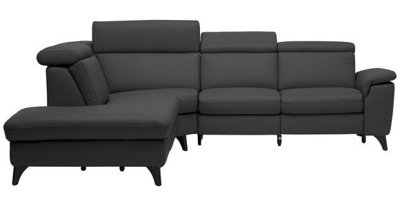 ECKSOFA in Echtleder Anthrazit 239/285 cm - Anthrazit/Schwarz, Design, Leder/Metall (239/285cm) - Cantus