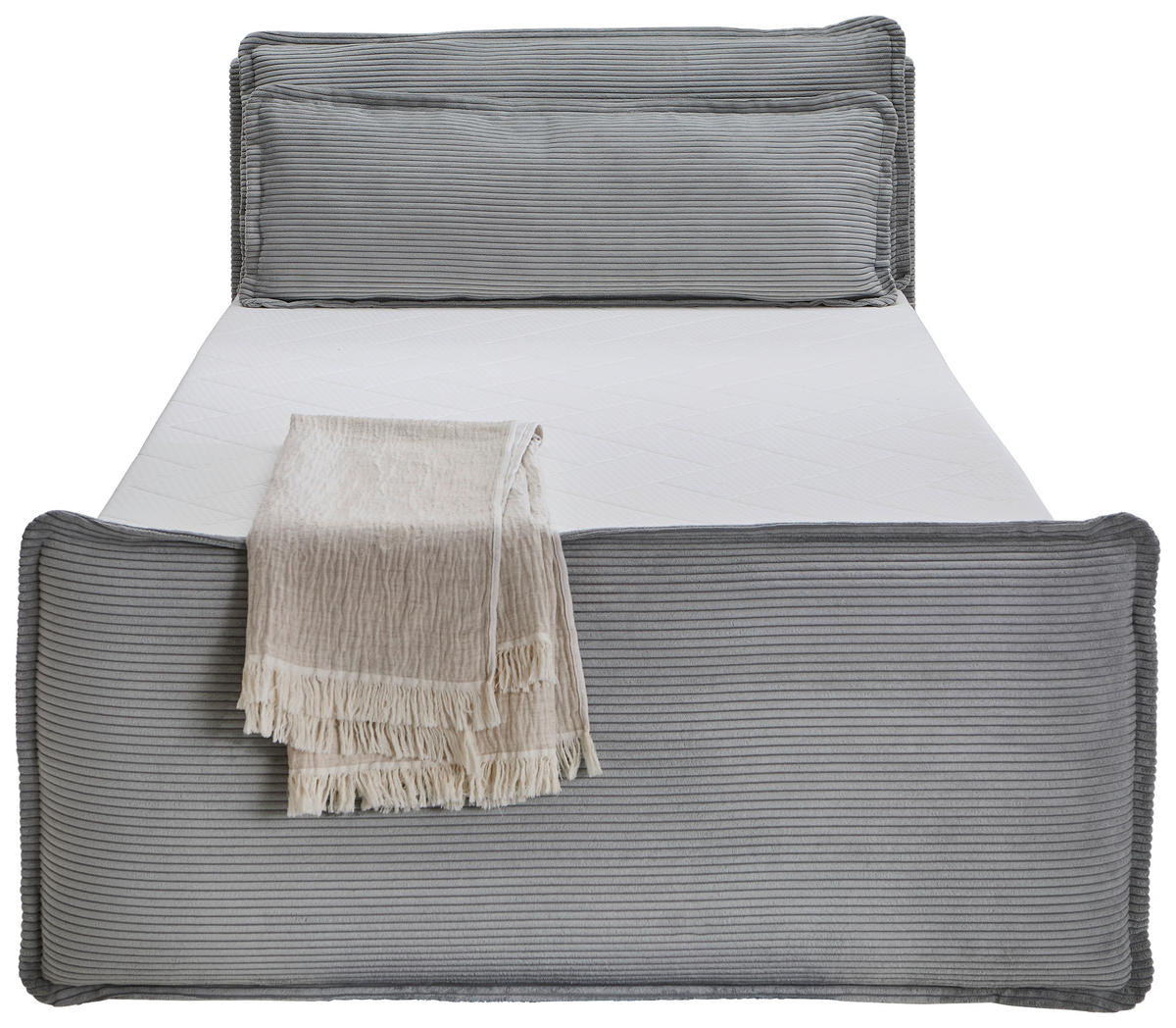 BOXBETT 120/200 cm,  in Hellgrau, Kissen, Bettkasten, Topper, H3 = fest  - Hellgrau/Schwarz, Design, Kunststoff/Textil (120/200cm) - Chameo