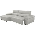 ECKSOFA DUA in Echtleder Beige  170/293 cm  - Chromfarben/Beige, Design, Leder/Metall (170/293cm) - Novel