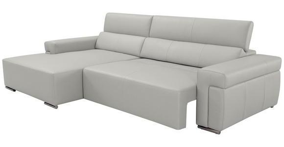 ECKSOFA DUA in Echtleder Beige  170/293 cm  - Chromfarben/Beige, Design, Leder/Metall (170/293cm) - Novel