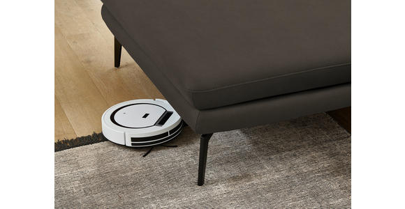ECKSOFA in Echtleder Graubraun 180/310 cm - Graubraun/Schwarz, Design, Leder/Metall (180/310cm) - Dieter Knoll