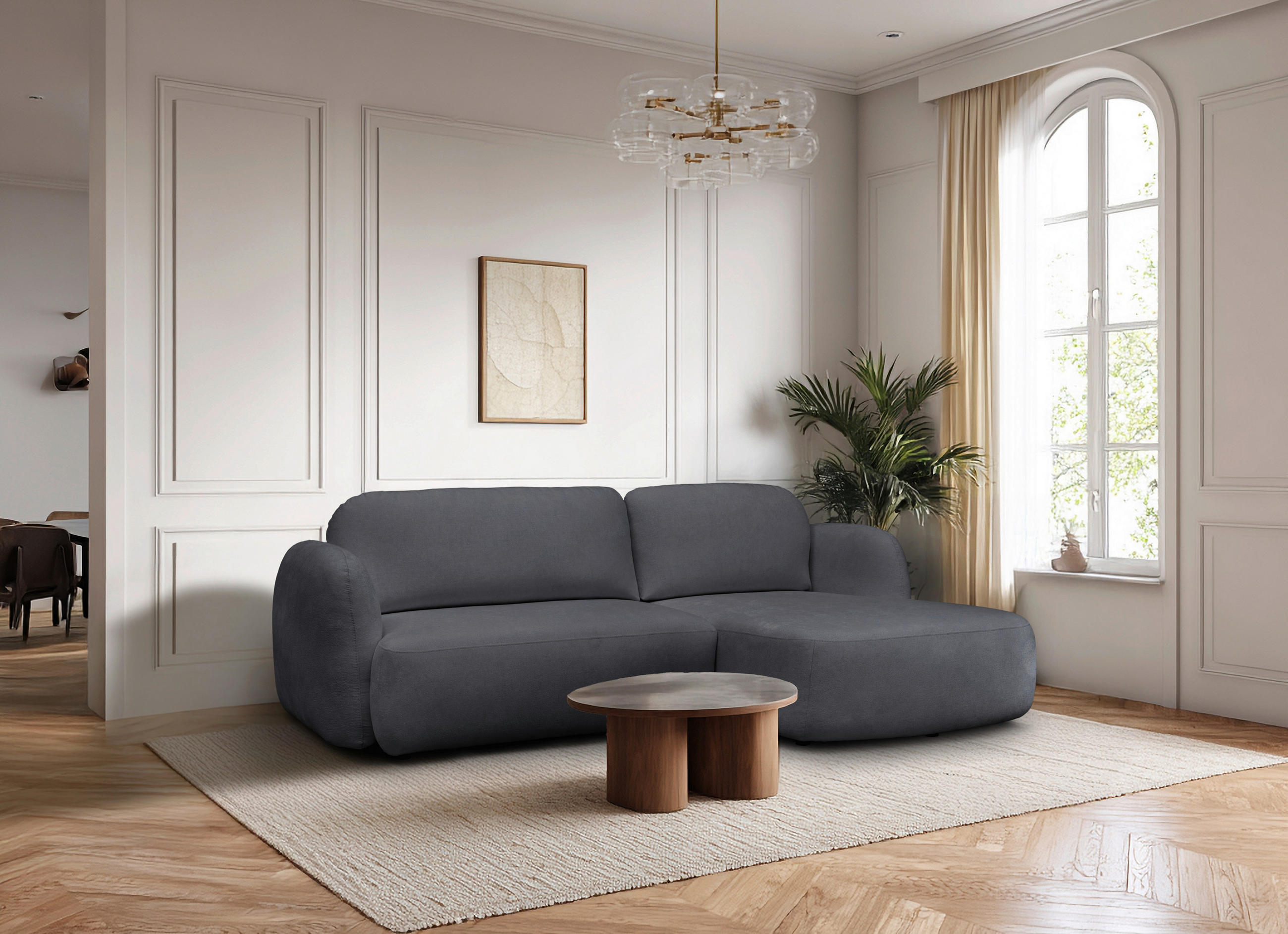 ECKSOFA VELU Graphitfarben Chenille  - Schwarz/Graphitfarben, Design, Textil (270/175cm) - MID.YOU