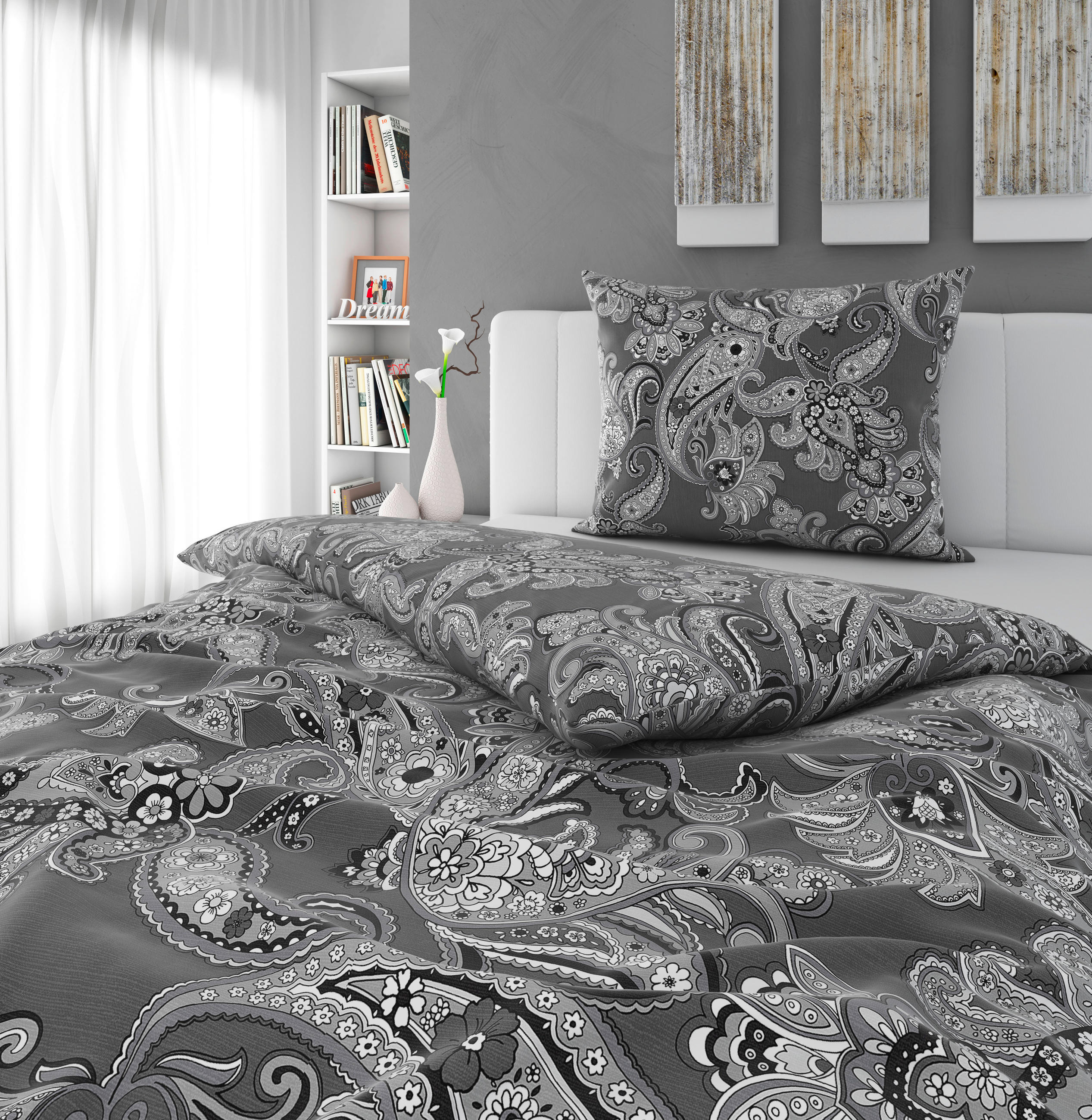 POSTELJINA ADANA 140/200 cm saten antracit  - antracit, Osnovno, tekstil (140/200cm) - Novel